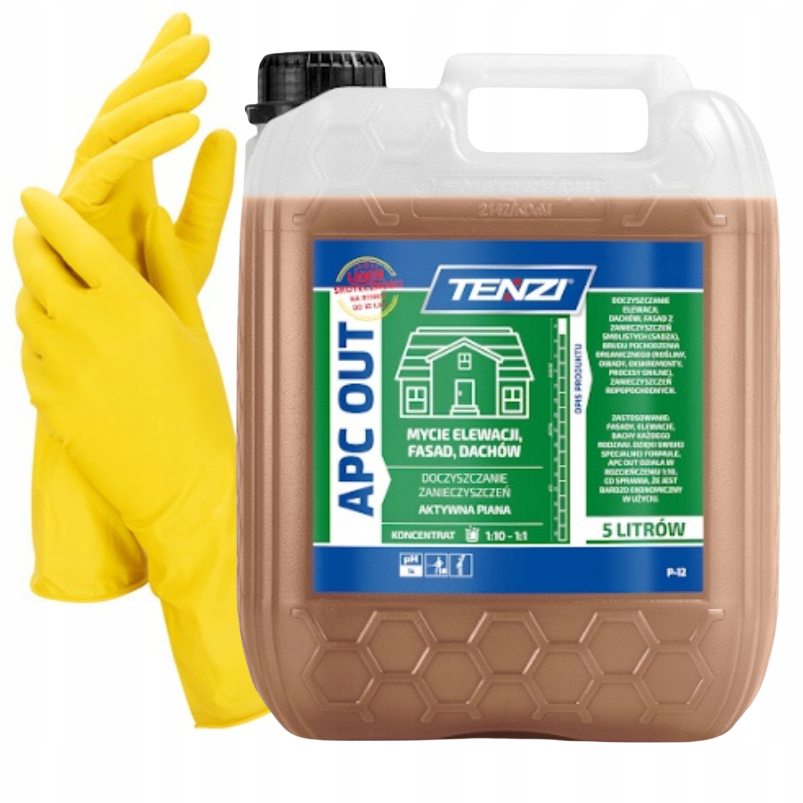 Tenzi liquid 5l, multifunkčné čistenie + Mercator opakovane použiteľné rukavice, veľkosť XL, latex, 2 ks.